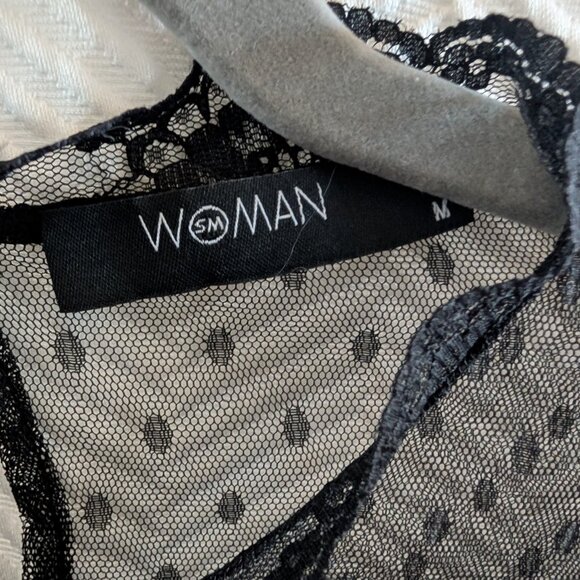 Black Sheer Embroidered Floral Mesh Top Long Sleeves Size Medium Whimsigoth - Picture 7 of 7